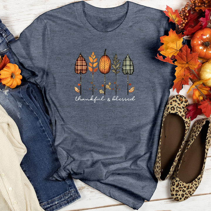 Retro Autumn Plaid Flannel Trio Heathered Tee