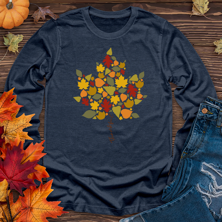 Thankful Leaf Stem Long Sleeve Tee