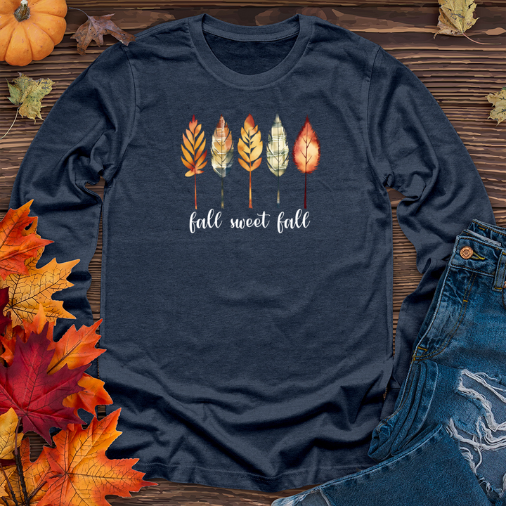 Vintage Cozy Leaves Watercolor Trio Long Sleeve Tee