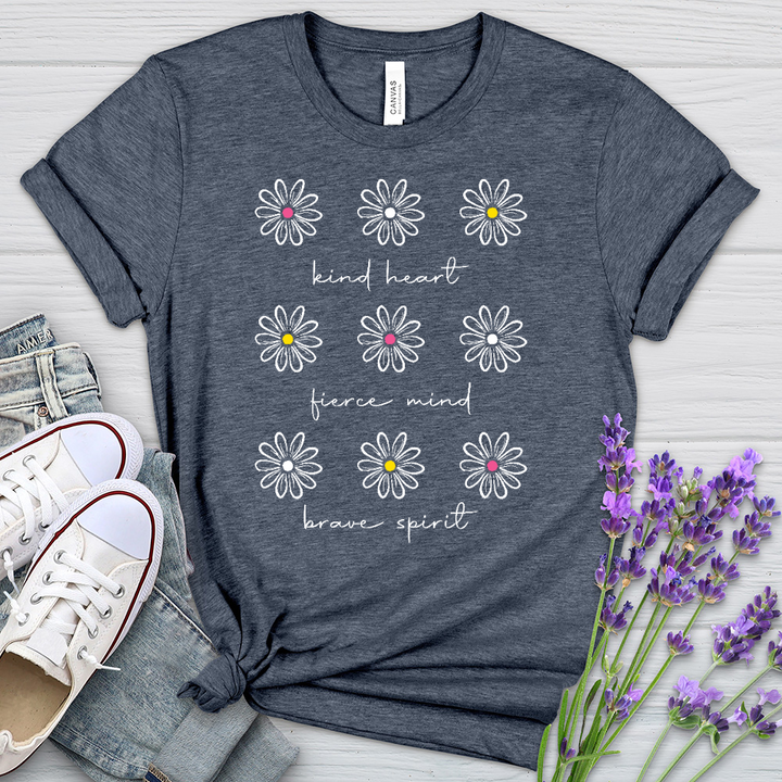 Kind Heart White Daisies Heathered Tee