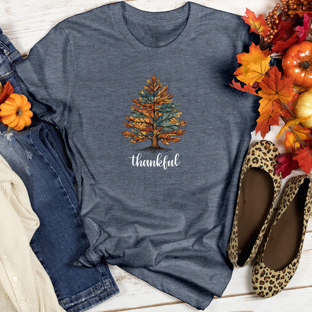 Vintage Cozy Plaid Pine Tree Heathered Tee