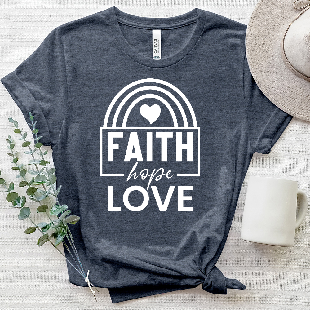 Faith Hope Love Rainbow Heathered Tee