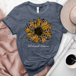 Blessed Nana Leopard Sunflower Heathered Tee
