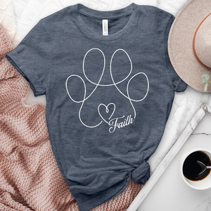 Faith Paw Print Heart Heathered Tee