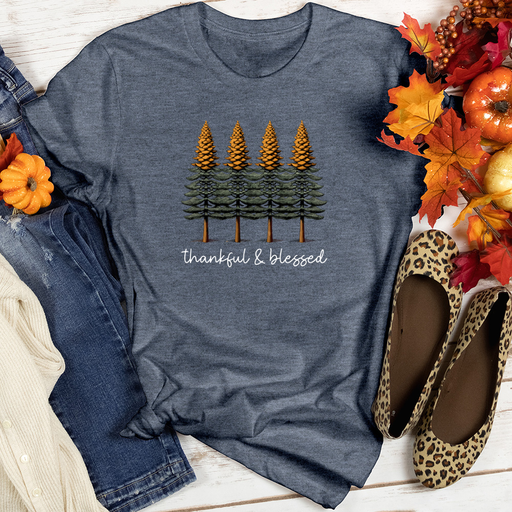 Classic Houndstooth Trio Pine Trees Heathered Tee