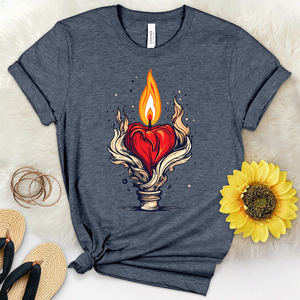 Candle With a Heart Shaped Flame Heathered Tee