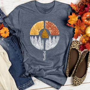 Thankful Pine Trees Circle Heathered Tee