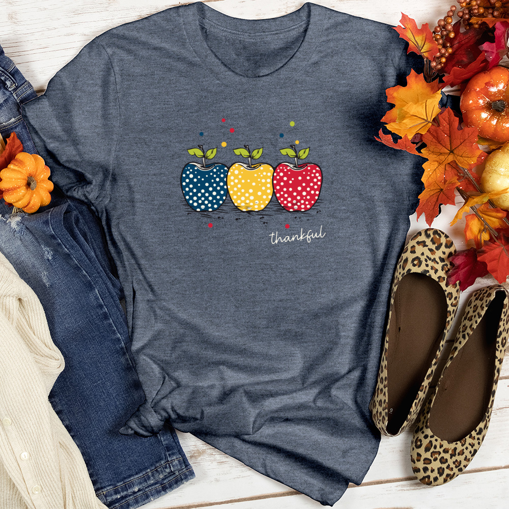 Vintage Picnic Polka Dot Trio Apples Heathered Tee