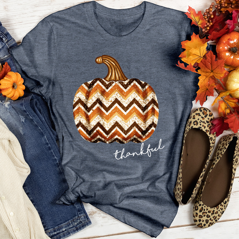 Thankful Sparkling Festive Pumpkin Heathered Tee