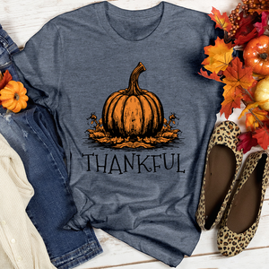 Thankful Orange Pumpkin Heathered Tee