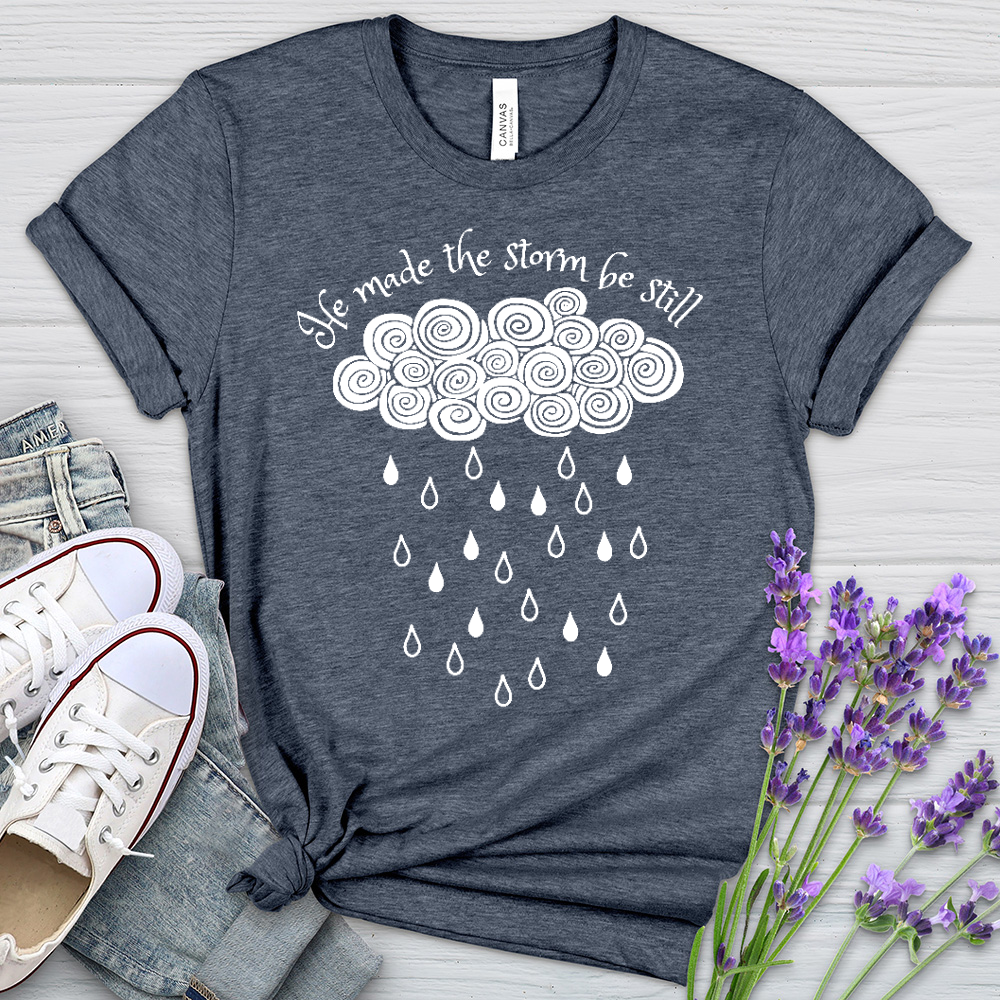 He Made The Storm Heathered Tee