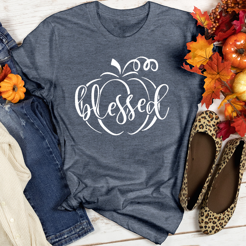 Fancy Blessed Pumpkin Heathered Tee