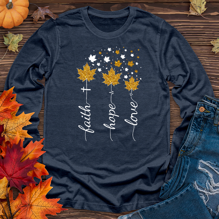 FHL Gold Faux Leaves Long Sleeve Tee