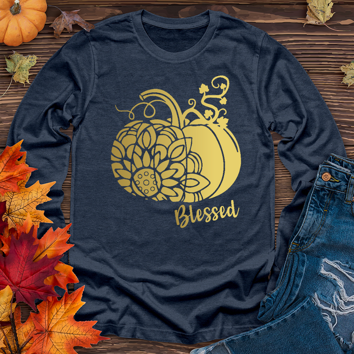 Blessed Gold Sunflower Pumpkin Long Sleeve Tee