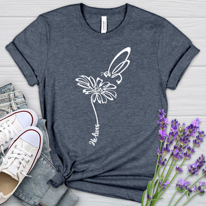 He Lives Bee Flower Heathered Tee