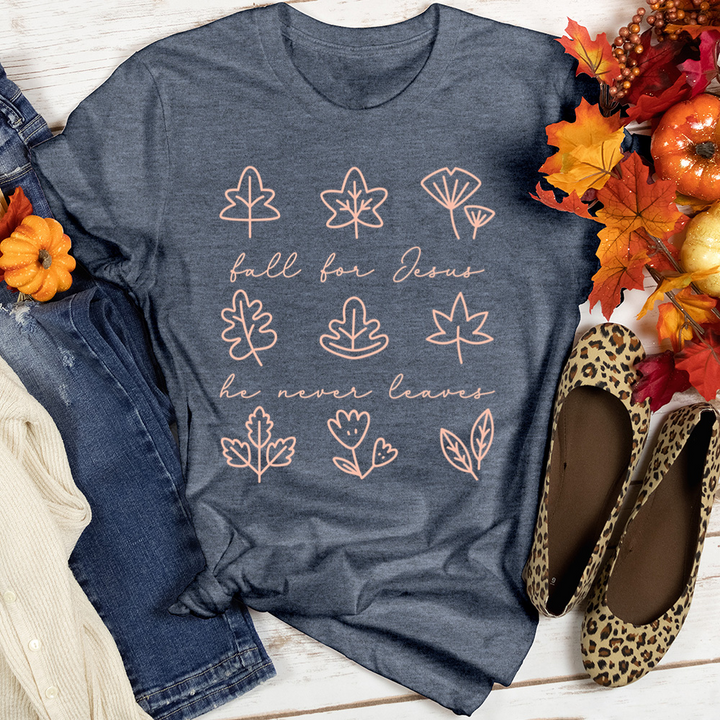 Fall For Jesus Leaf Pattern Heathered Tee