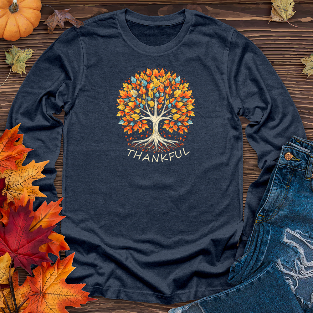 Vintage Kaleidoscope Fall Tree Long Sleeve Tee