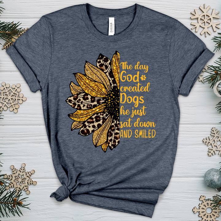 God Created Dogs Sunflower Heathered Tee