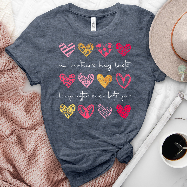 A Mothers Hug Pink Hearts Heathered Tee