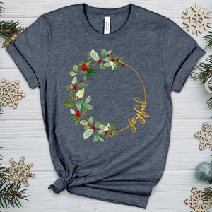 Joyful Faux Gold Wreathe Heathered Tee