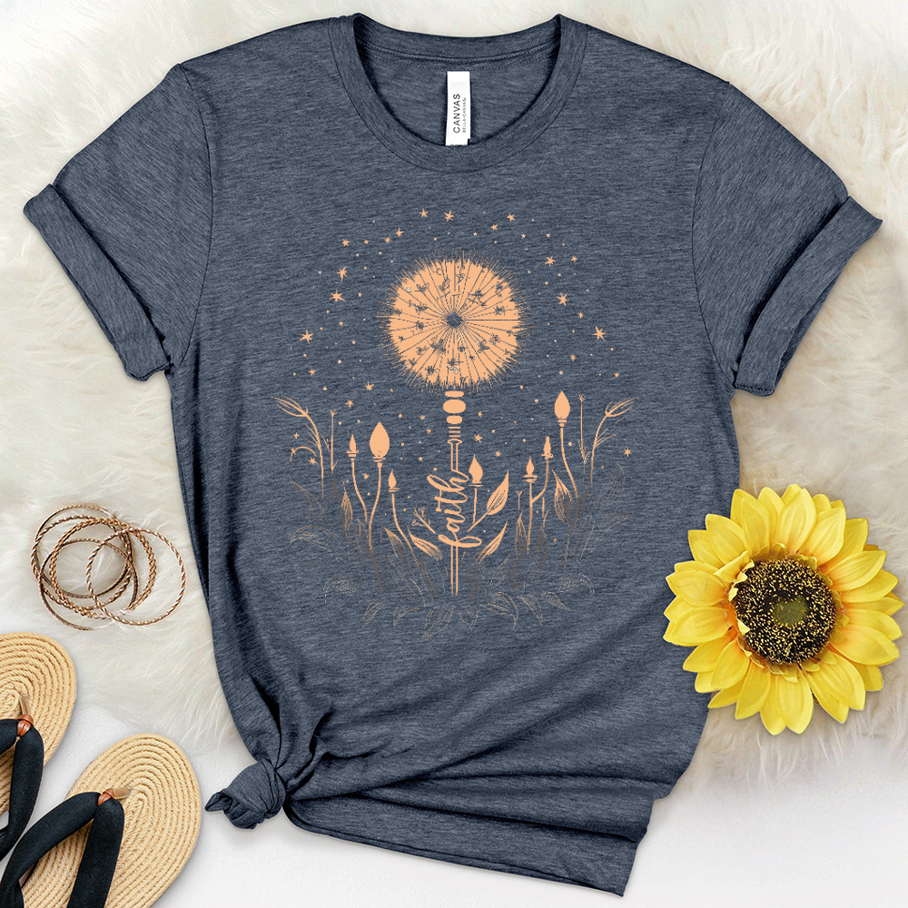 Faith Dandelion Lights Heathered Tee