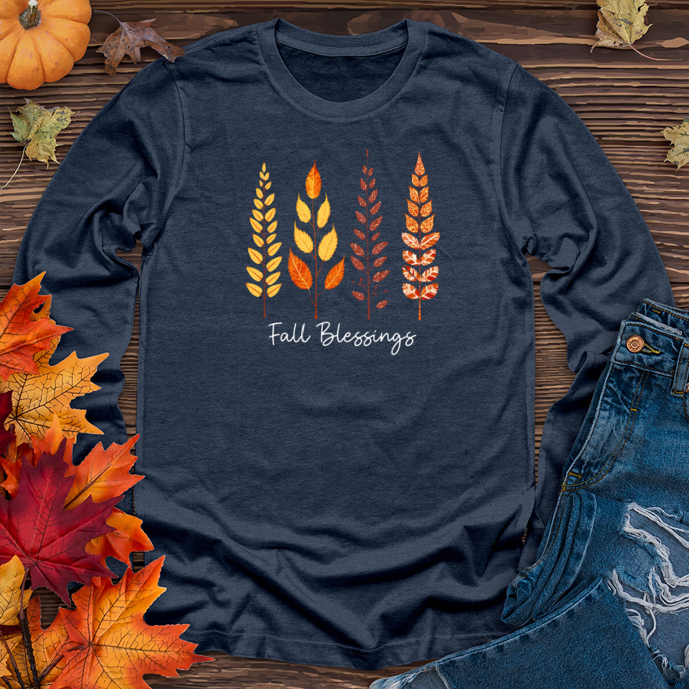 Retro Fall Foliage Icon Trio 01 Long Sleeve Tee