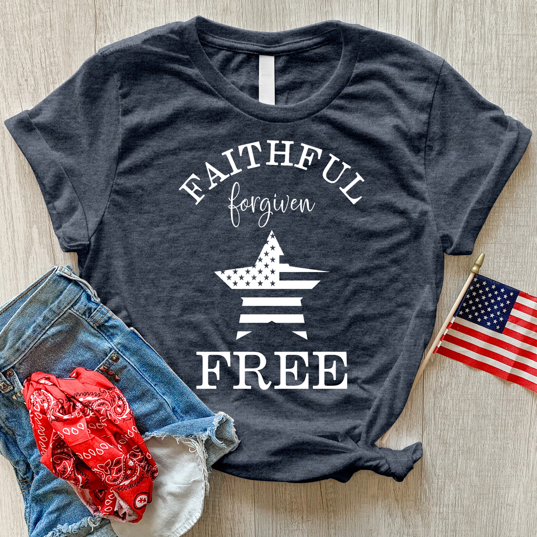 Faithful Forgiven Star Heathered Tee