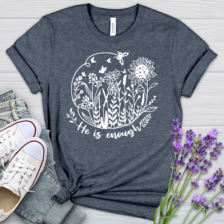 He Is Enough Heathered Tee