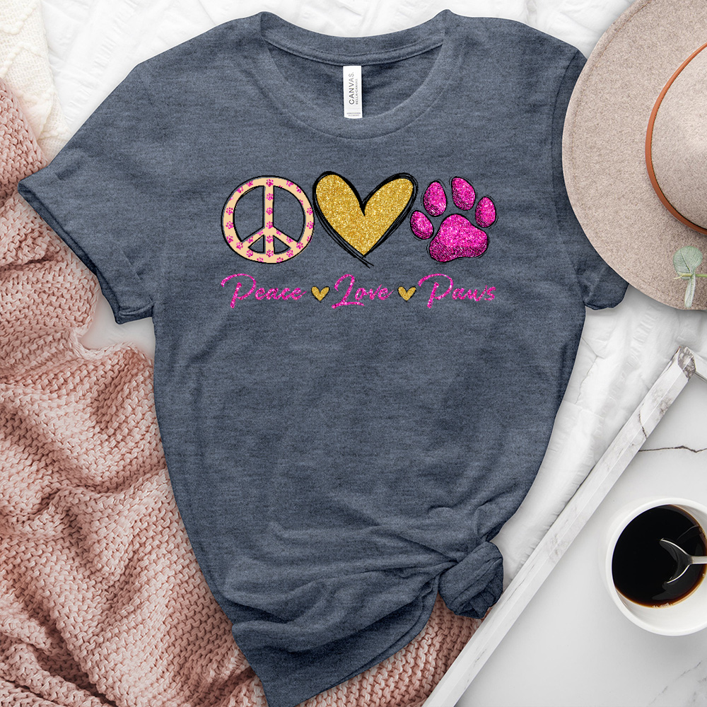 Peace Love Paws Heathered Tee