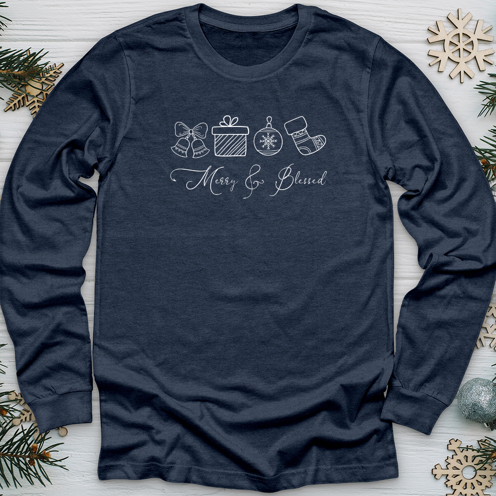 Merry Blessed Stockings Long Sleeve Tee