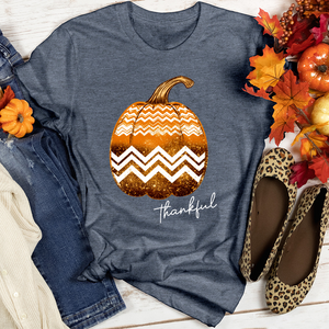 Thankful Gold Glitter Pumpkin Heathered Tee