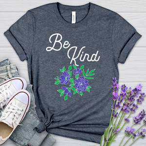 Be Kind Purple Flowers Heathered Tee