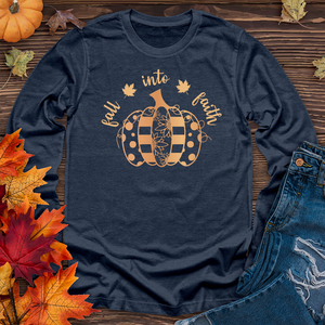 Fall into faith spotted pumpkin Long Sleeve Tee