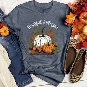 Thankful & Blessed Pumpkin Patch Heathered Tee