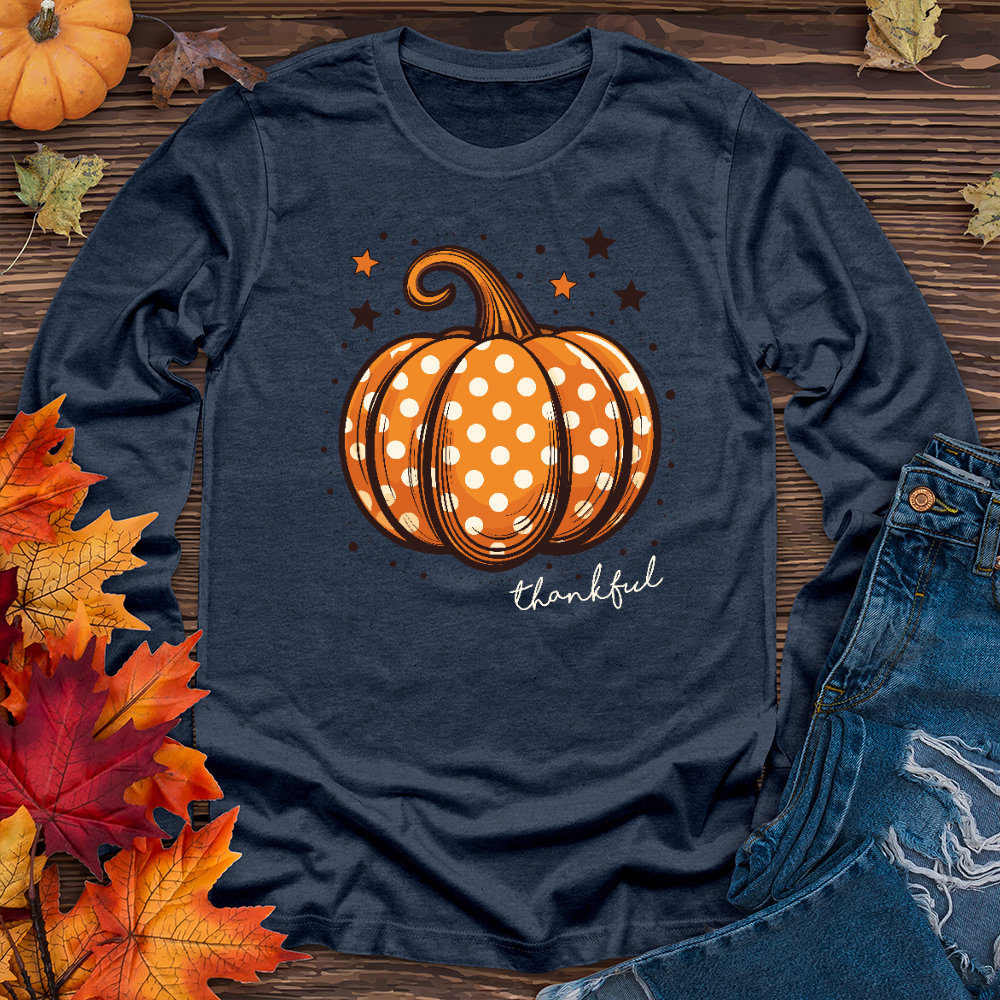 Thankful Dotted Pumpkin Long Sleeve Tee