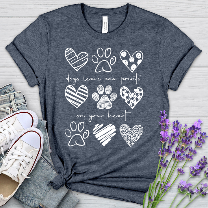 Dogs Leave Paw Prints Heathered Tee