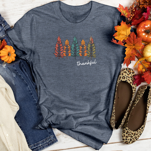 Retro Cozy Floral Trio Pine Trees Heathered Tee