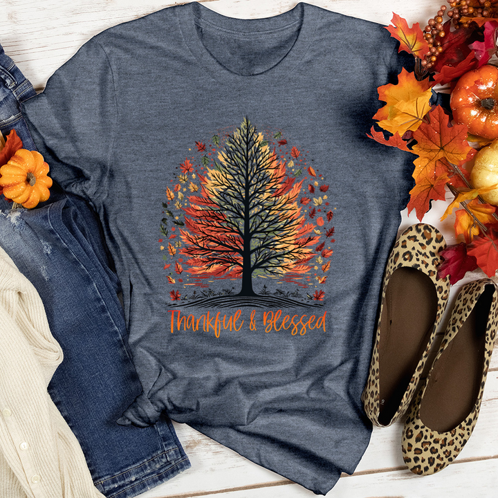 Thankful Blessed Woodland Journey Heathered Tee