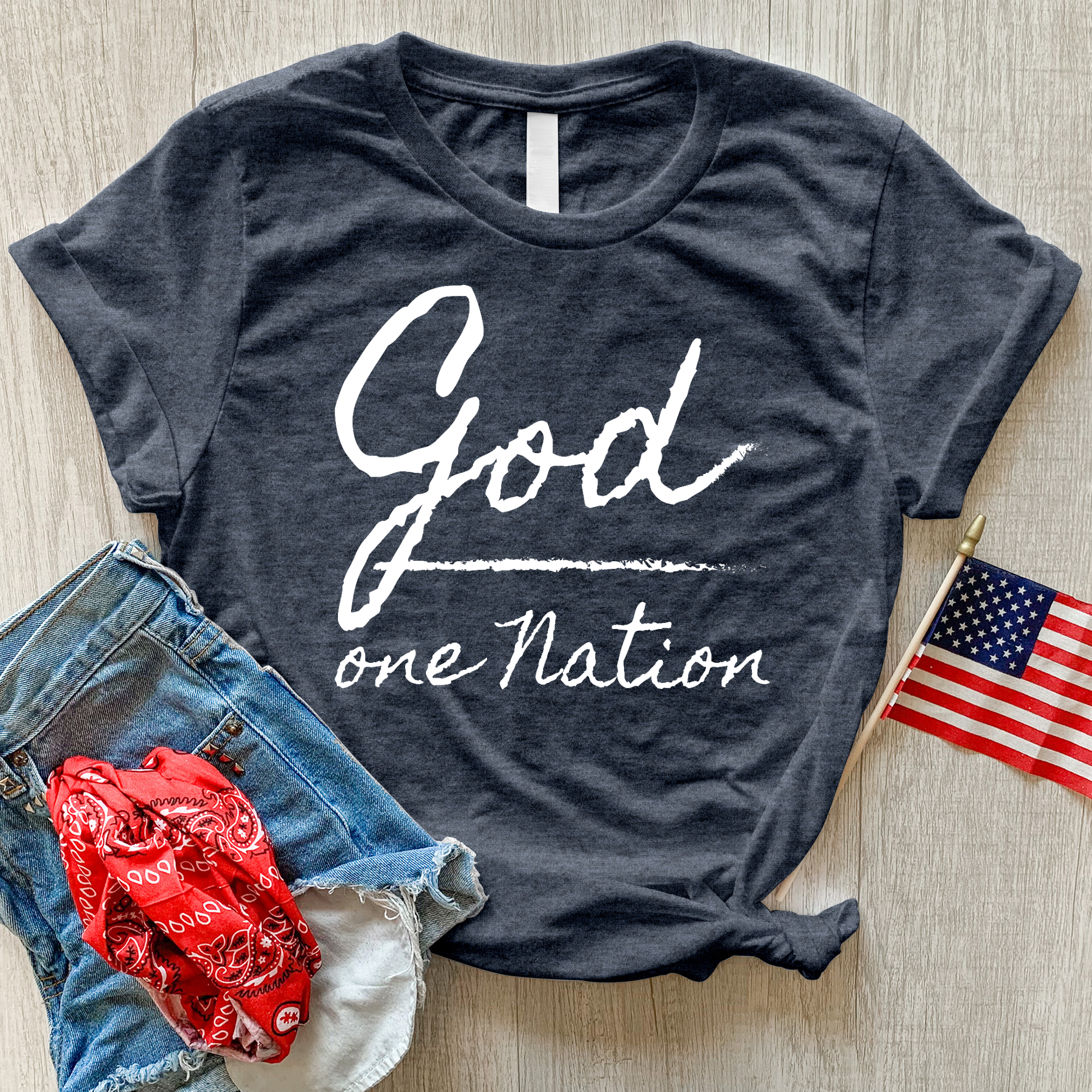 One Nation Under God Heathered Tee