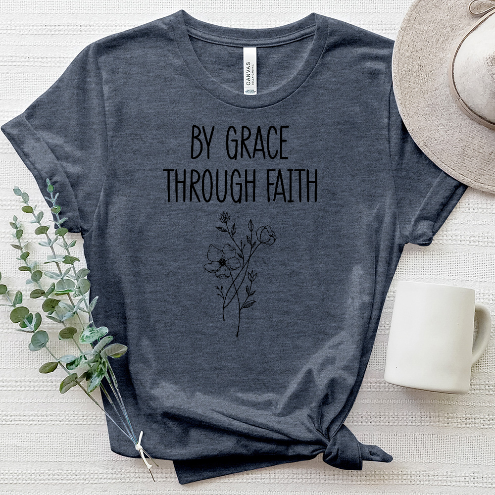 By Grace, Through Faith Flowers Heathered Tee