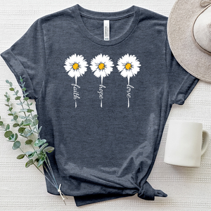 Faith Hope Love Retro Flower Heathered Tee