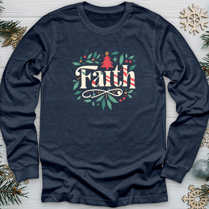 Faith Christmas Pattern Long Sleeve Tee