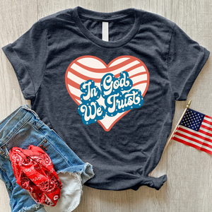 In God We Trust Wavy Heart Heathered Tee