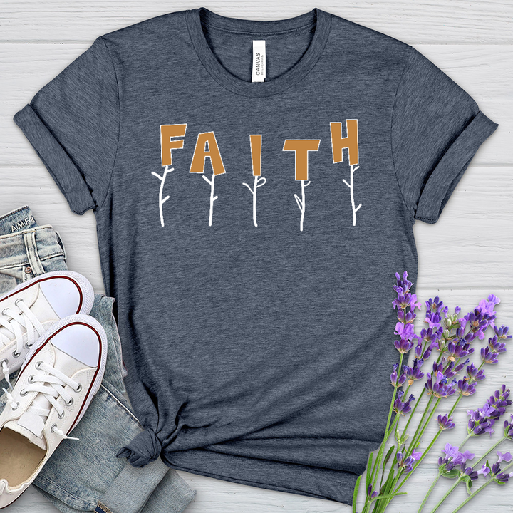 Faith Flower Stem Words Heathered Tee