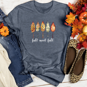 Vintage Cozy Leaves Watercolor Trio Heathered Tee