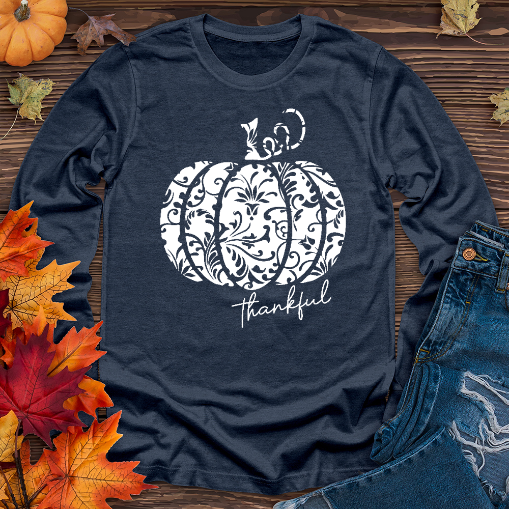 Thankful Floral Pumpkin Long Sleeve Tee