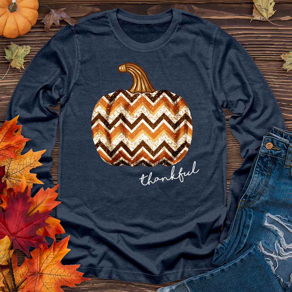 Thankful Sparkling Festive Pumpkin Long Sleeve Tee