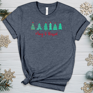 Merry & Blessed Turquoise Trees Heathered Tee