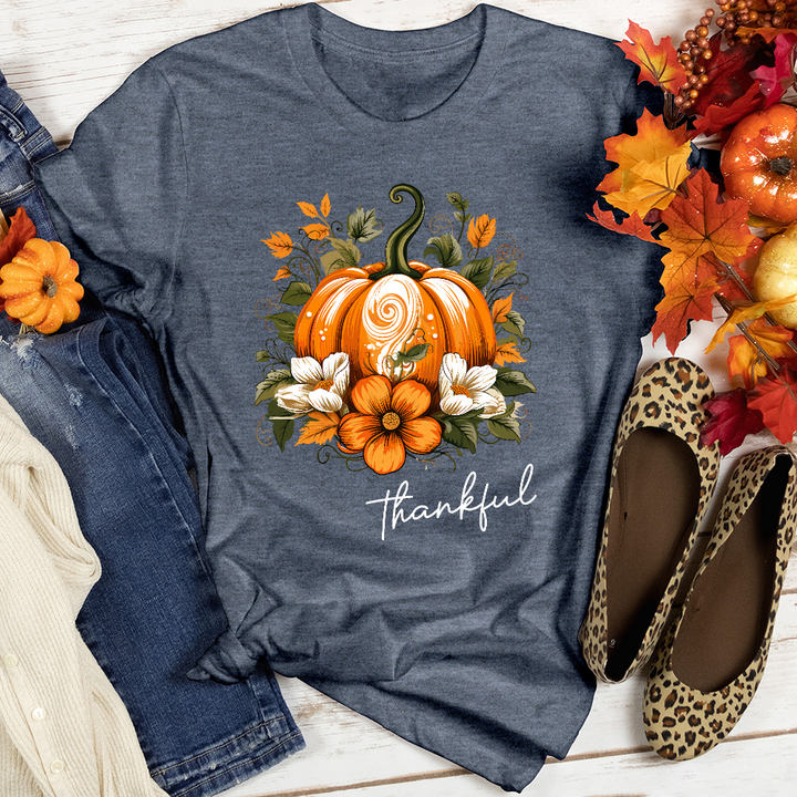 Thankful Foliage Pumpkin Heathered Tee