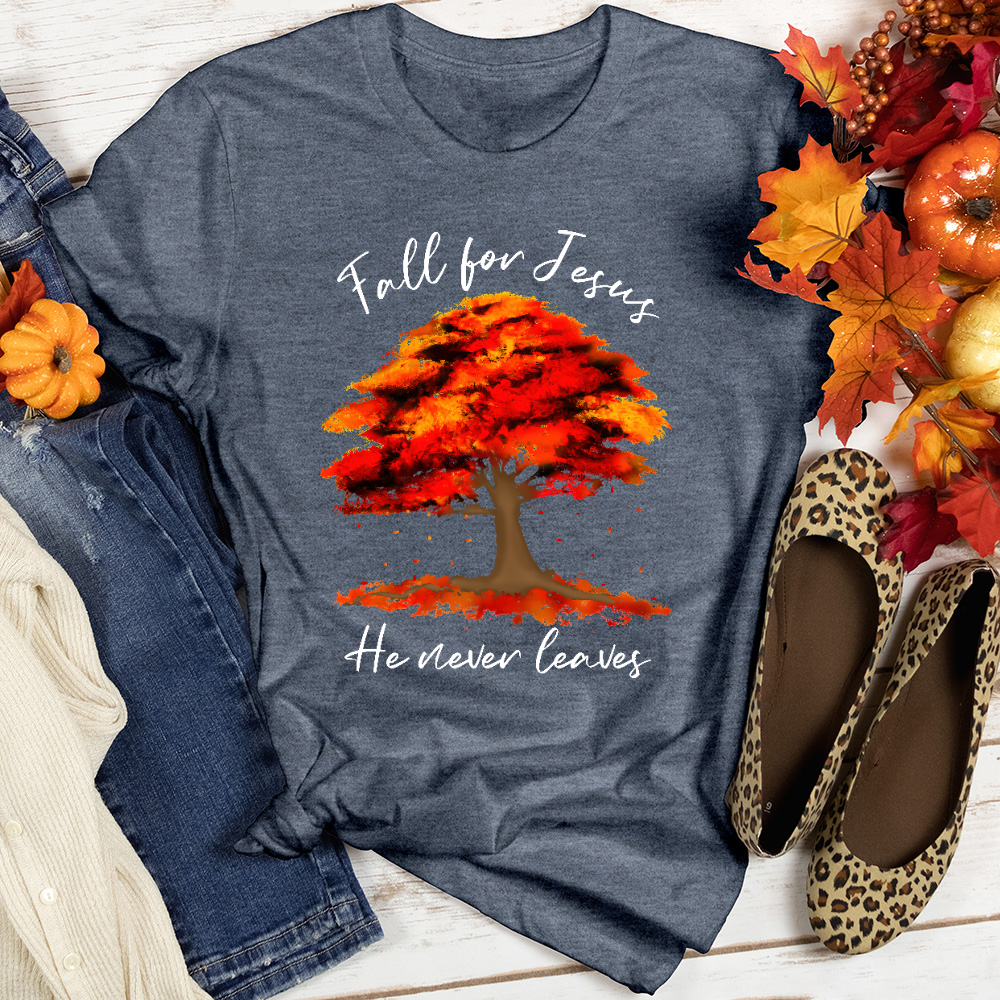 Watercolor Falling Leaves Heathered Tee